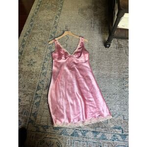 Y2K Pastel Pink  Slip Dress Babydoll w Lace Small Vintage Victorias Secret